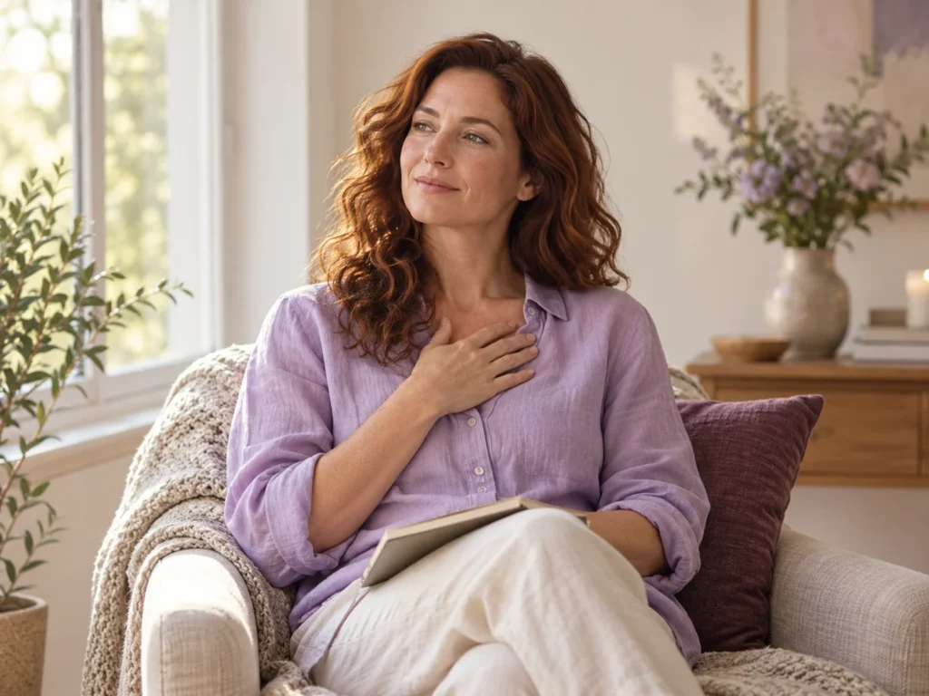 A woman taking a quiet moment to reflect beside a window.